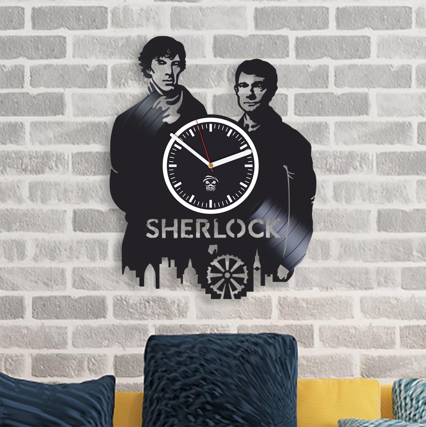 Sherlock Holmes Movie Detective Serial Vinyl Wall Clock Home Decor, Decoration Living Room Inspirational, Wall Stickers, Vinyl Wall Clock with Silent Mechanism, Home Decor, Modern Art