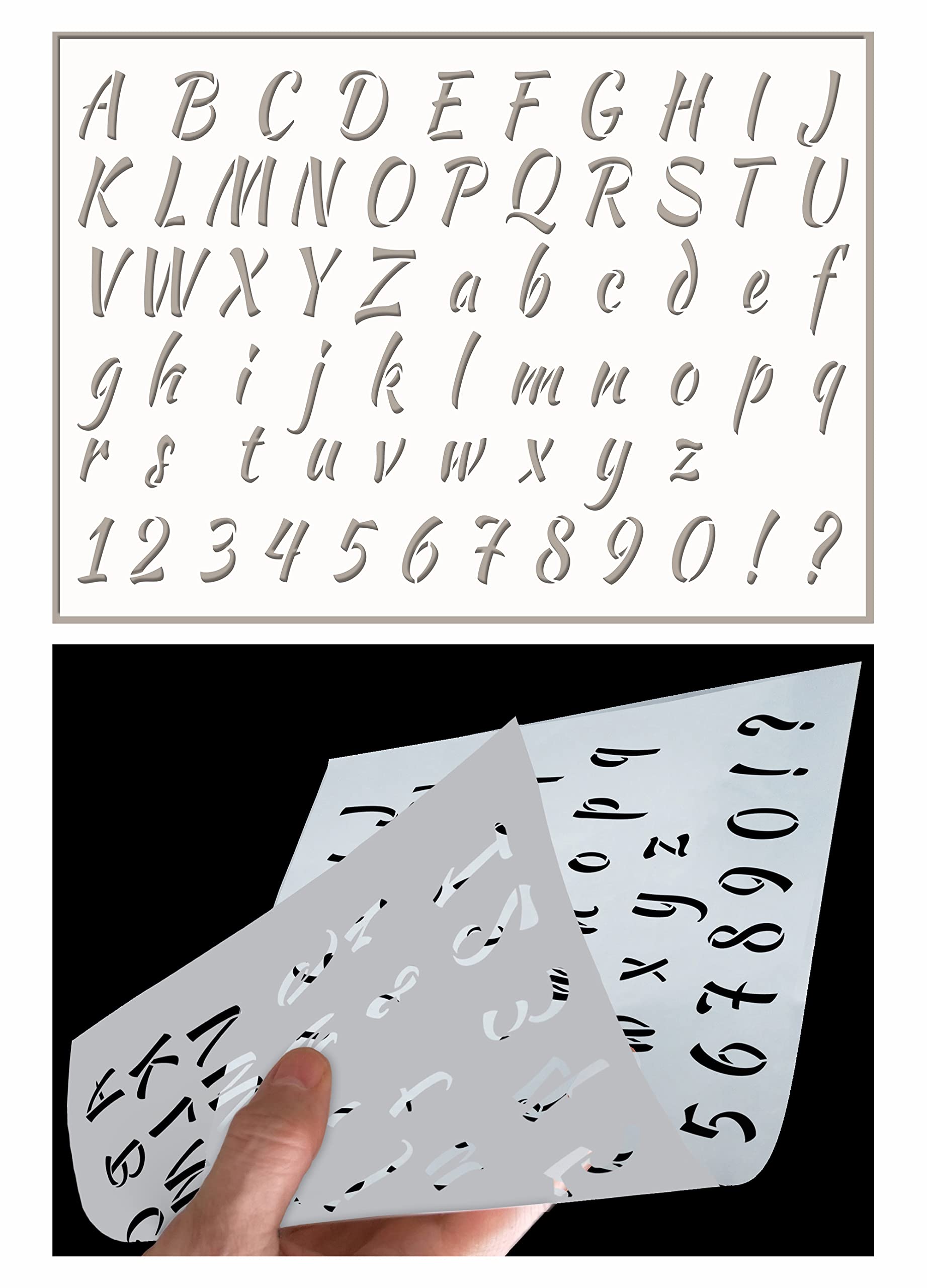 ED Laser Studio Stencil Alphabet Elegant A-Z Uppercase Lowercase Letters Numbers Lettering Font Caligraphy Stencils for Painting Crafts Bullet Journal - Reusable Templat AL24