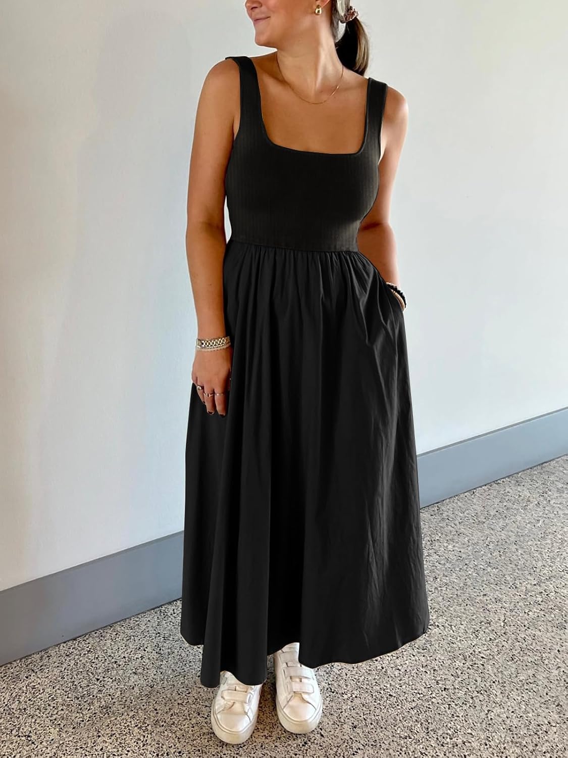 Women's Maxi Dress Summer Sleeveless Swing Sundress Casual Loose Tank Long Dresses with Pockets - Image 4