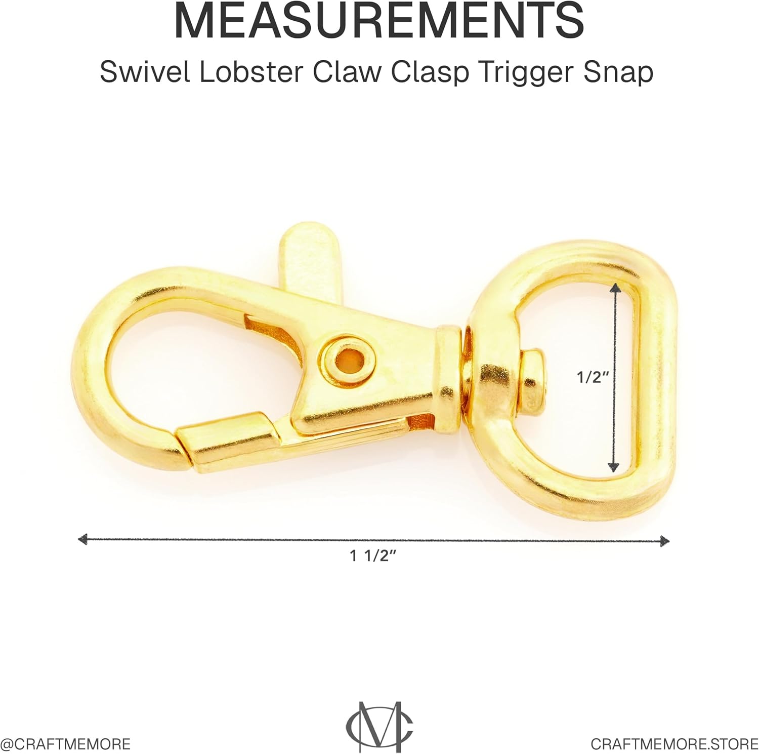 20pcs Swivel Lobster Claw Clasp Trigger Snap Hooks for Purse Making Macrame Lanyard Clip CSPS (1/2 Inch, Gold) - Image 2