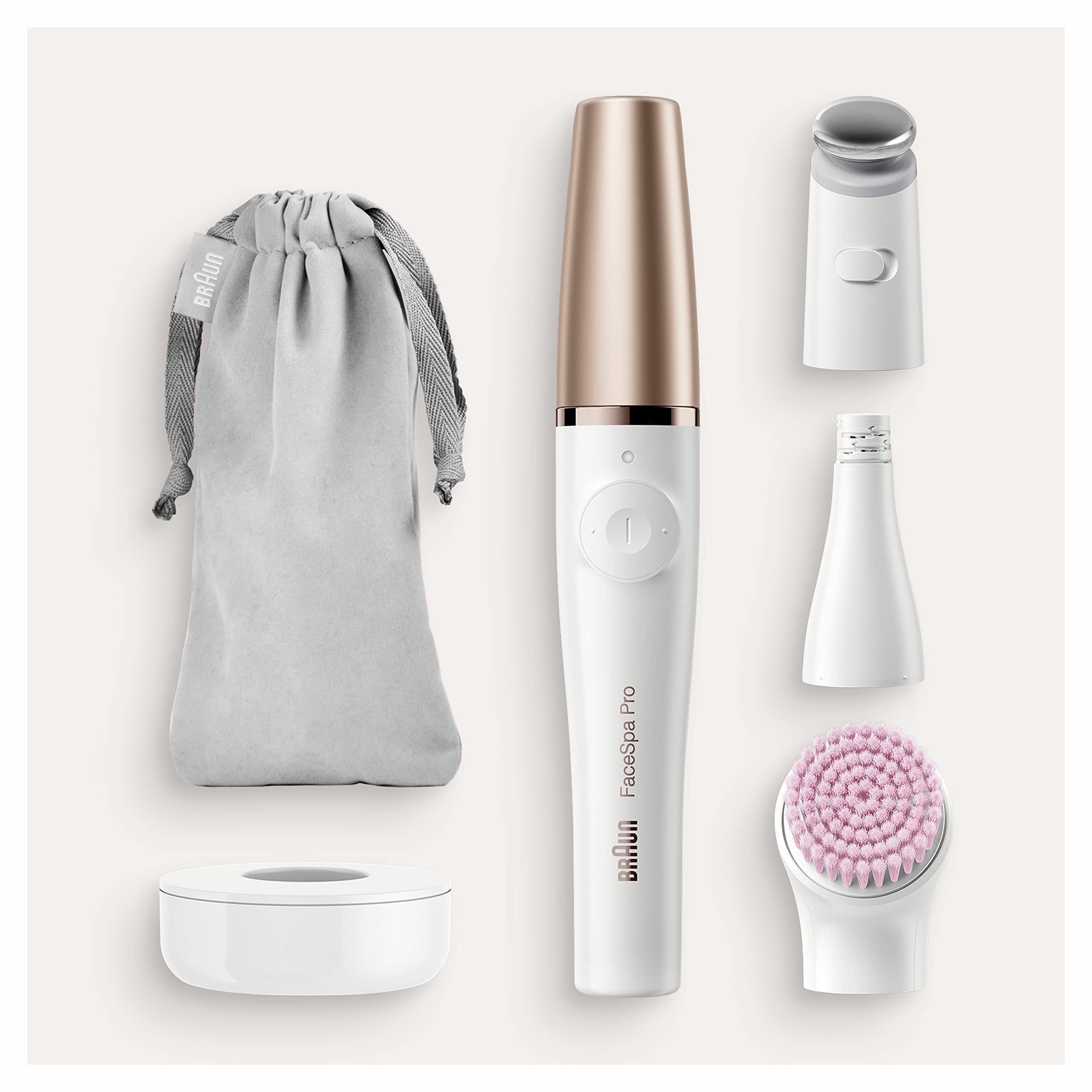 Braun Depiladora Facial Mujer Todo en Uno FaceSpa Pro 912 con Cepillo de Limpieza, Elimina El Vello Y Limpia La Piel, Depiladora Recargable Y Resistente al Agua, Set de Belleza con 3 Accesorios