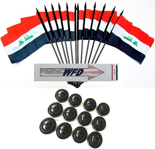 Miniatura 31 de Una docena de banderas y bases de escritorio Nauru, 12 banderas de poliéster en miniatura para oficina y pequeñas con 12 soportes negros Banderas