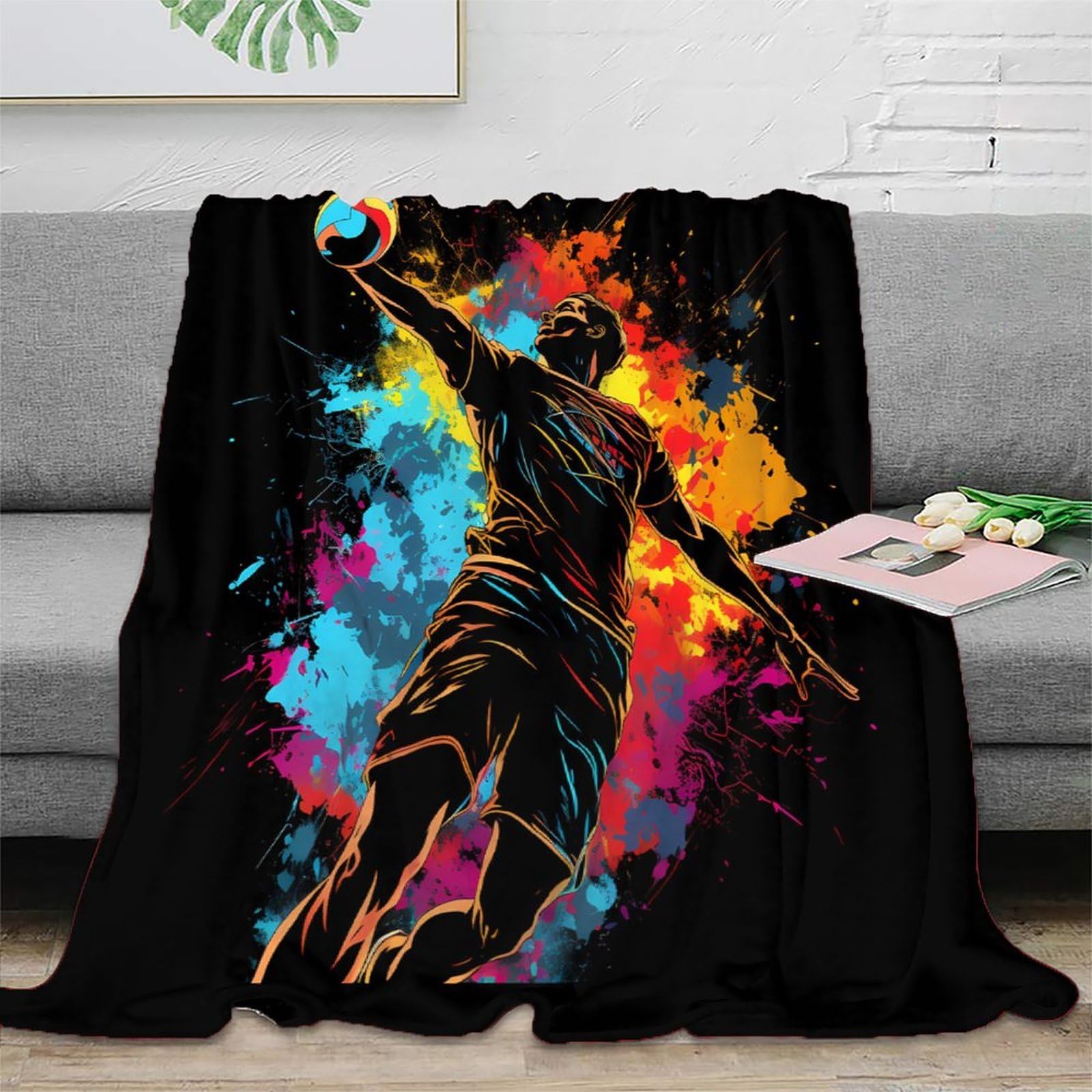 Couverture Polaire 3D Player 150x200cm en Microfibre pour Lit d'Étudiant