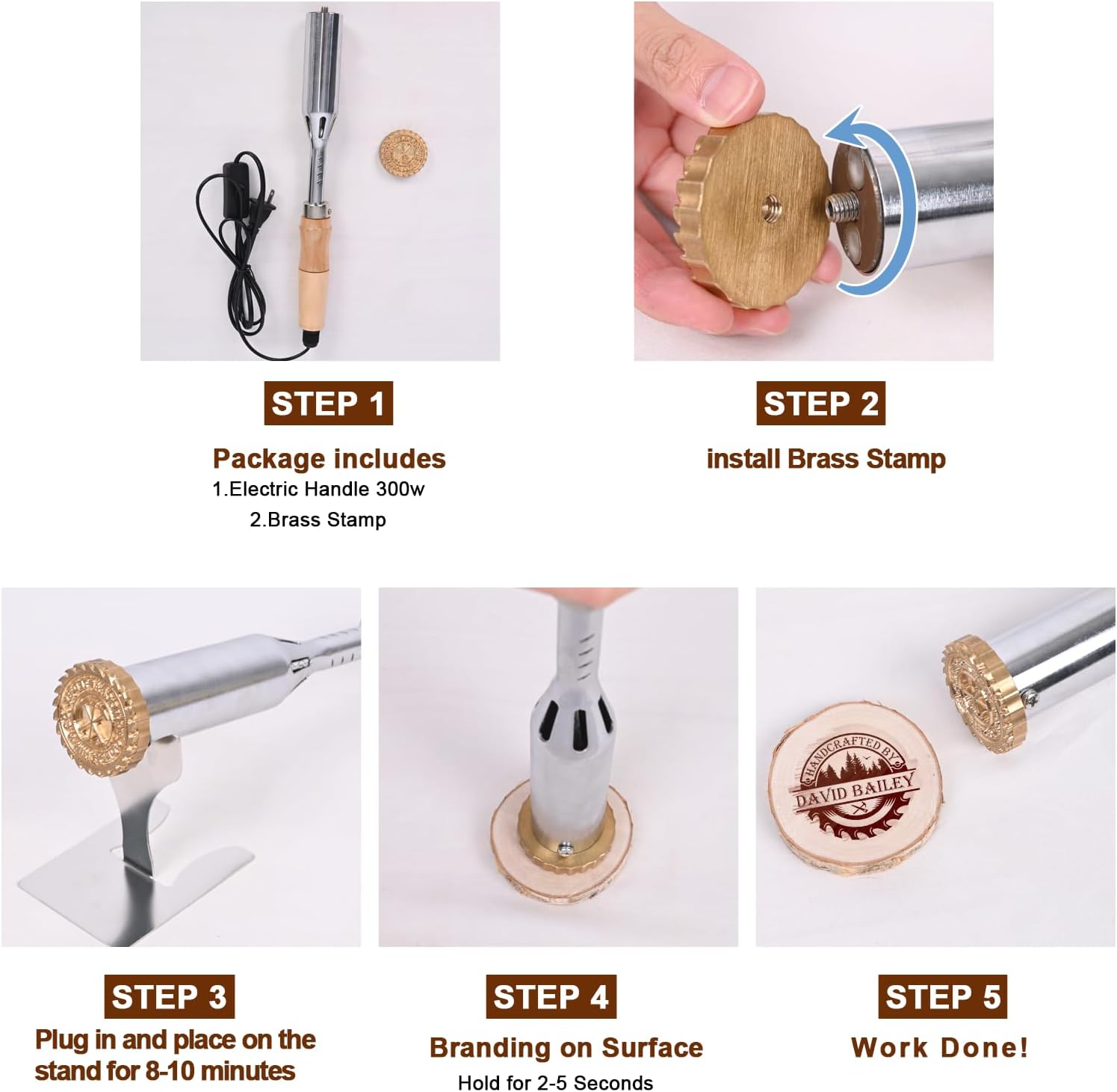 Custom Electric Branding Iron for Wood, Temperature-Controlled Branding Iron for Wood Burning Stamp, Personalized Logo Stamp for Leather Plastics Food, Branding Kit Woodworking Tool(3.5Inch)