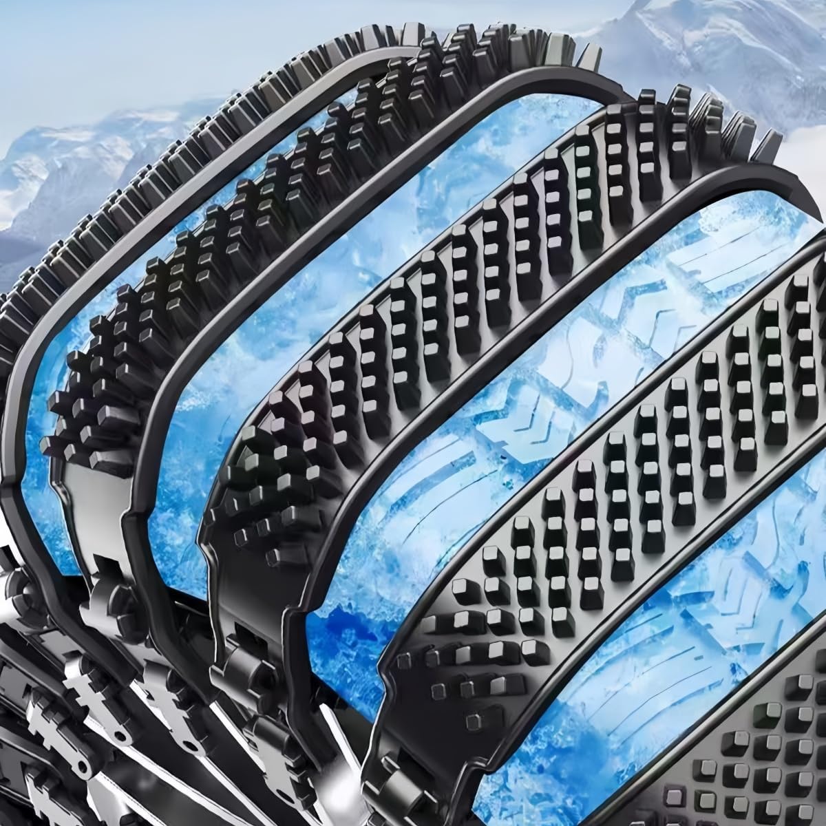 Car Snow Chains Compatible with Cadillac Luxury 2020-2025, Snow Tires Chains, Easy Install Anti-Slip Tire Traction for Snow and Ice, Passenger Car Snow,16 items-Black