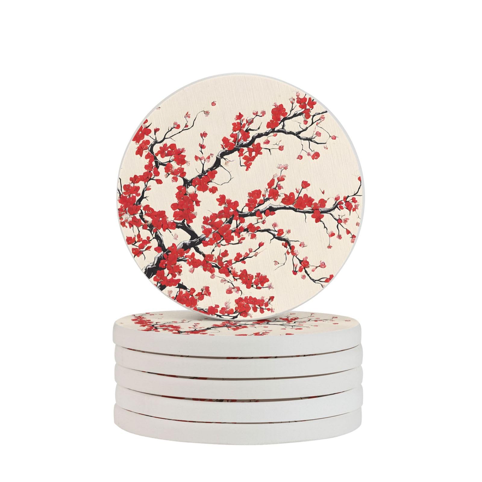 Dessous de verre en terre de diatomée ultra absorbant lot de 6 protège table fleurs japonaises
