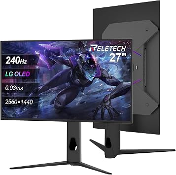 27" OLED Gaming Monitor, 2K QHD2560x1440, 240Hz, 0.03ms, HDR400 Support, 135% sRGB, Adaptive Sync Height Adjustable,DisplayPort, HDMI, USB, VESA Mountable R27QD Nightmare