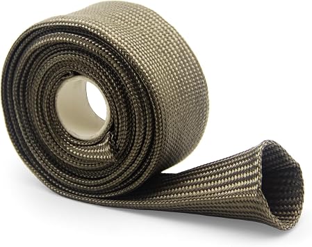 Heat Shield Sleeve 1/2" ID x 10 Titanium Spark Plug Wire Protector | Titanium fiber, 2000F heat resistant, Protects spark plug wires, fuel lines, brake cables from radiant heat, Flexible