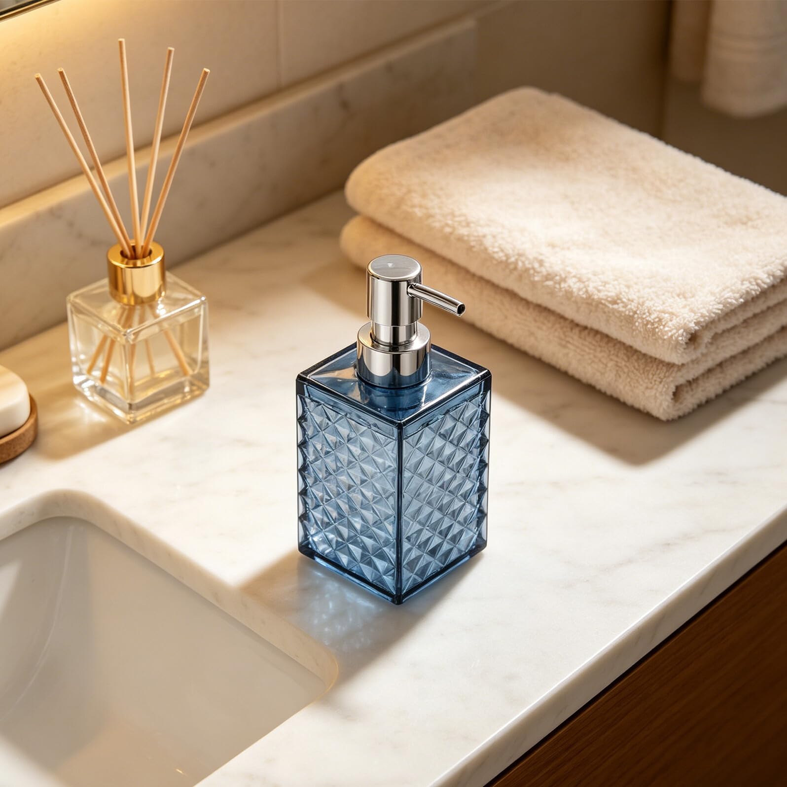 Gatuida Set Accessori da Bagno in Ps con Portasapone e Portaspazzolino, Tazza per Collutorio e Organizer, Stile Bohémien, Moderno e Classico per Decorazione Bagno