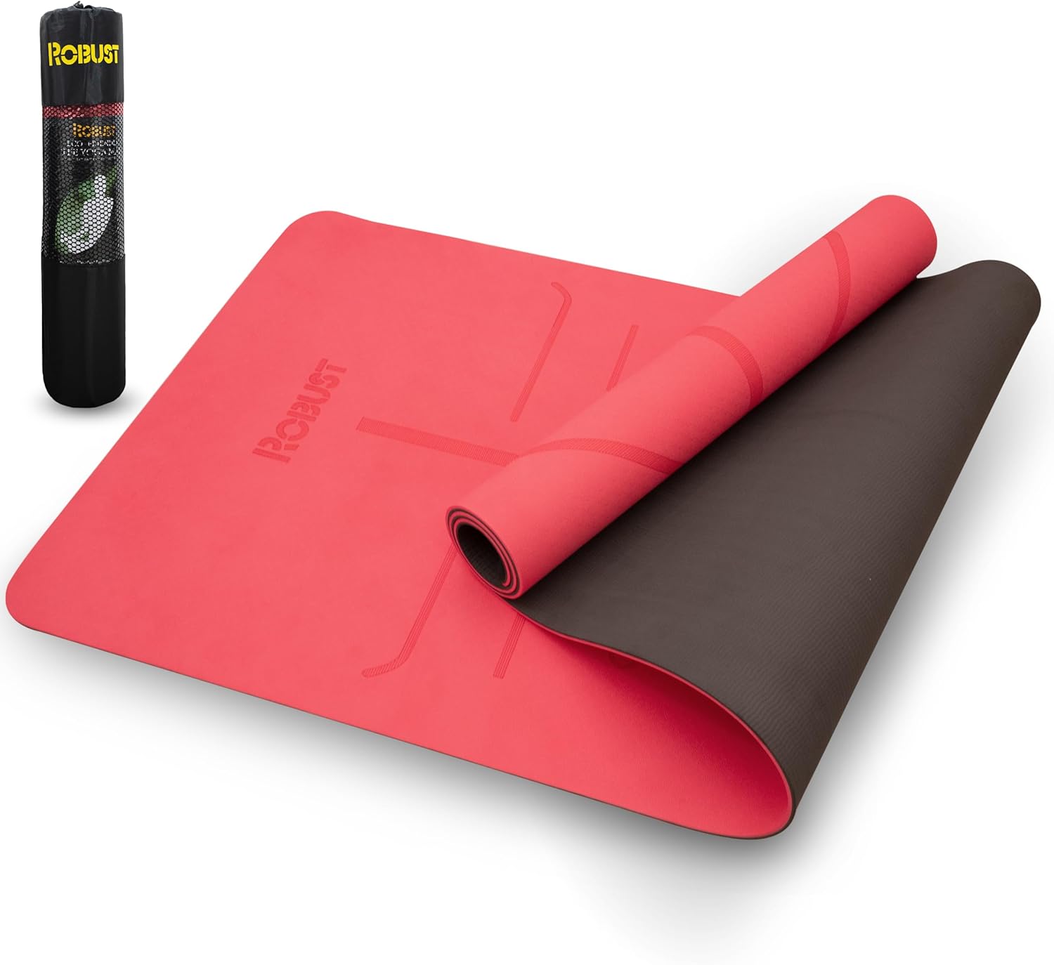 Robust TPE Yoga Mat Double Layer Anti-slip Eco Friendly texture surface (Size 183cmx 61cm) SGS Certified Position Liens & Hanging Band, Home/Gym Workout Sports Exercise Sports Mattress