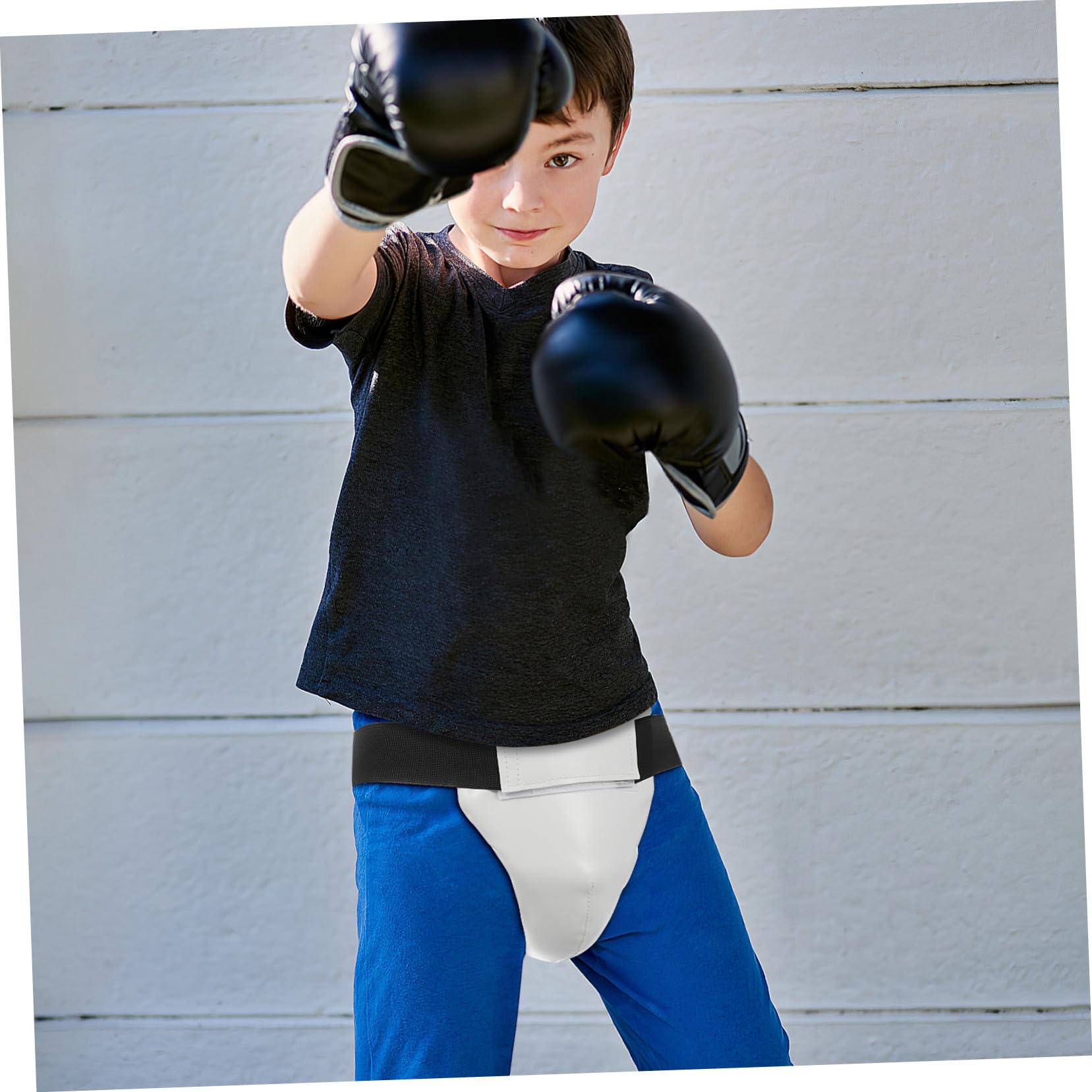 Protector de entrepierna integrado PU y ABS para Boxeo Taekwondo Artes Marciales niño niña