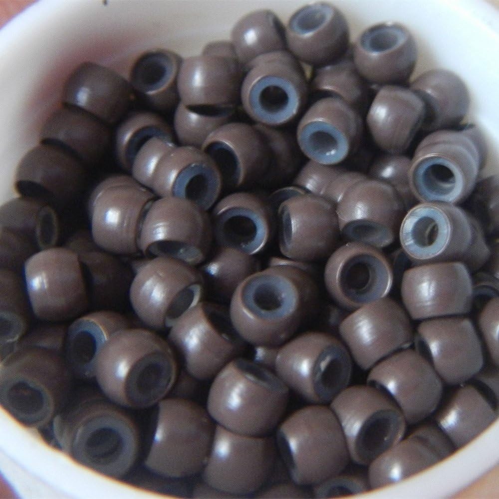 Nano Copper Ring Nano Silicone lined Beads Micro Hair Rings for Nano Tip Hair extension 5Colors available (1000Pcs, Brown)