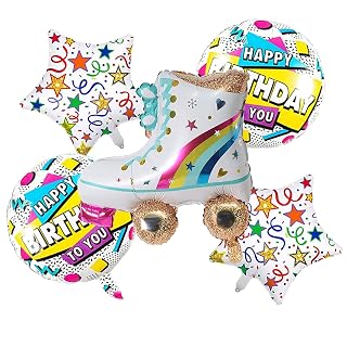 AMFIN® Roller Skate Foil Balloon/Hip Hop Birthday Foil Decoration/Star foil Balloon/Birthday Decoration foil round/Boys Birtahdy Theme - Pack of 5