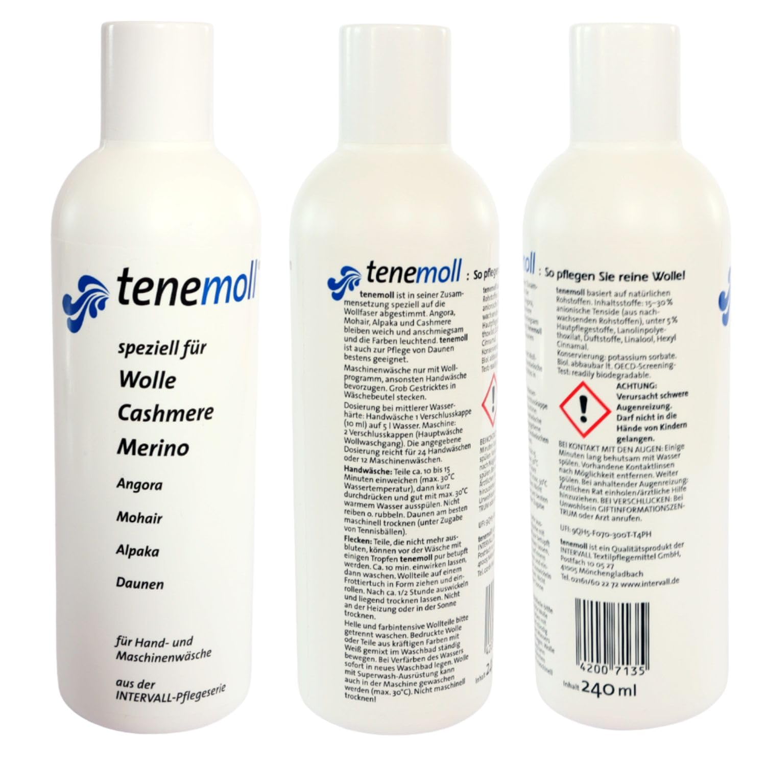 Detersivo lana concentrato Tenemoll liquido – con sacchetto per bucato Olanmarp, per lana e capi delicati, lavaggio a mano e in lavatrice, detersivo delicato (480ml)