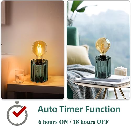 Miniatura 3 de Juego de 2 lámparas de mesa a pilas, lámpara inalámbrica con temporizador, luces decorativas en forma de bombilla de vidrio para sala de estar,