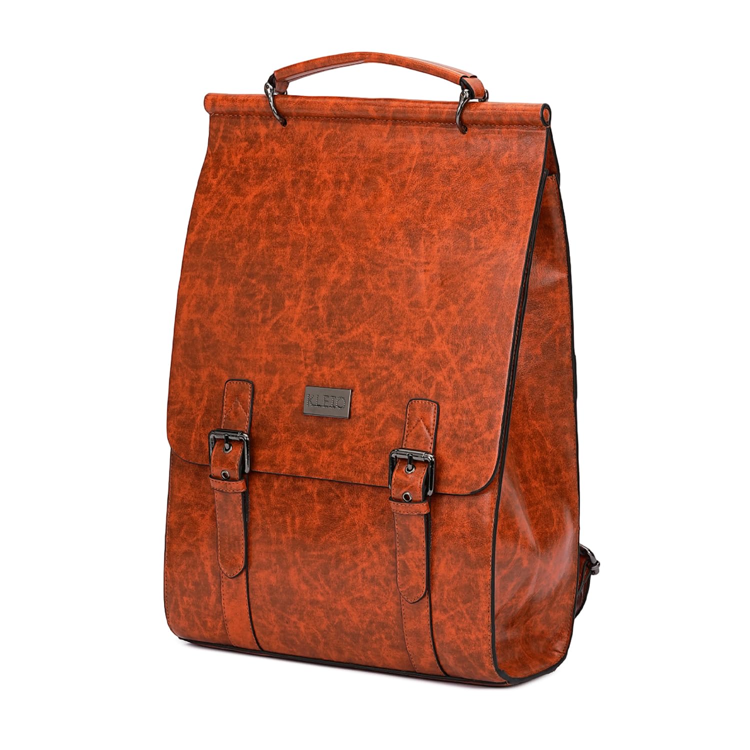 KLEIO Unisex Vegan Leather Marble Textured Backpack with Adjustable Straps (Orange) | Office bag with 14" Laptop Compartment | Spacious Bag Pack For College & Work (B0C9Q3F2SD) Amazon Price History, Amazon Price Tracker