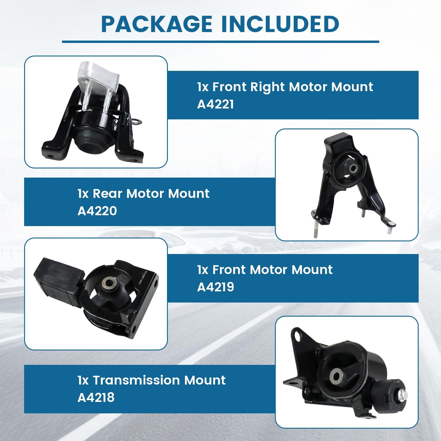 4PCS Engine Mount Trans Mounts Set Compatible with 2003 2004 2005 2006 2007 2008 Toyota Corolla 1.8L Toyota Matrix 1.8L Pontiac Vibe 1.8L Auto Trans, Front & Rear Engine Mount A4220 A4219 A4218 A4221