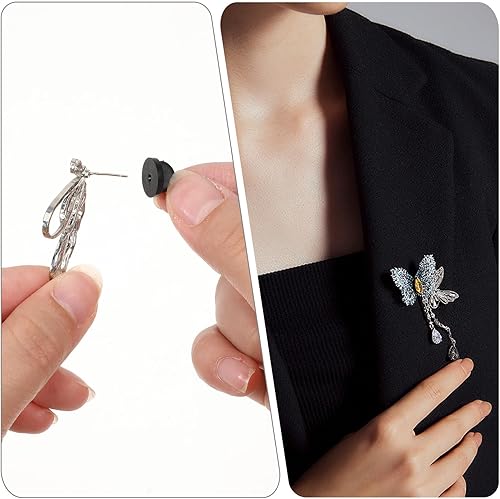 Miniatura 3 de 200 piezas de pasadores de goma de PVC mariposa embrague soporte de solapa pin trasero para broche de corbata sombrero insignia insignia