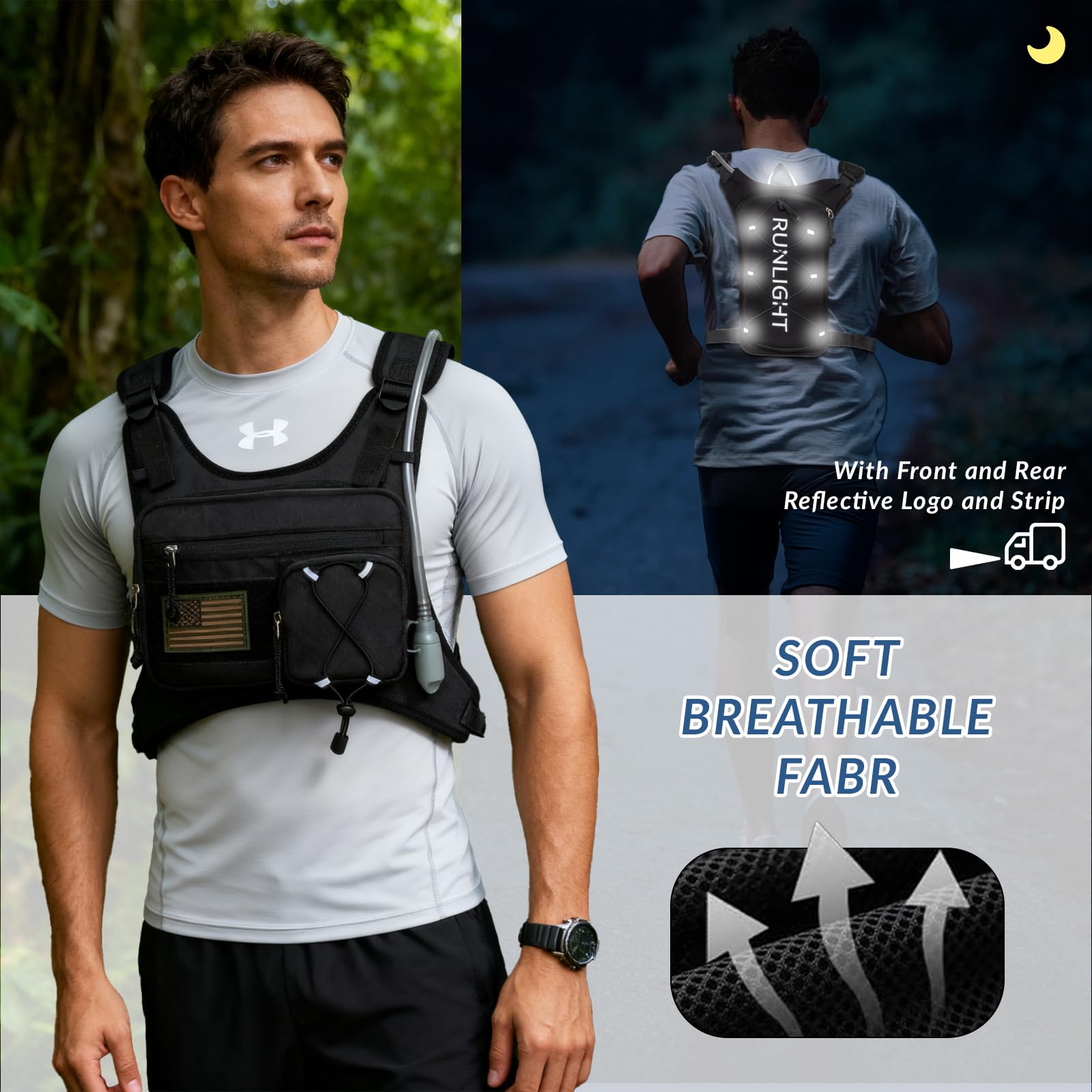 Running Vest,Lightweight Adjustable Chest Pack With Pistol Holster - View #11