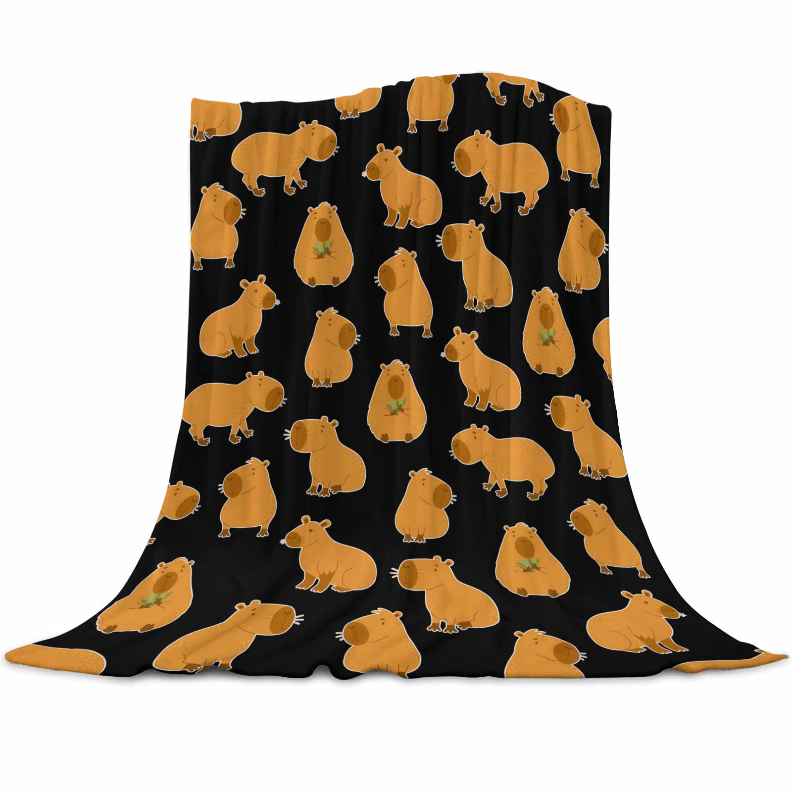 Qucarder Capybara Blanket Cutes Capybara Gifts Animals Lovers Throw Blankets Lightweight Cozy Flannel Blanket for Girls Boys Kids Bedroom Couch Sofa Home Decor 60x80 Inch