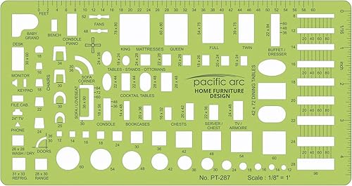 Vista 51 de Pacific Arc Guía profesional de plantillas de planos de casa, con puertas, electrodomésticos, accesorios de plomería