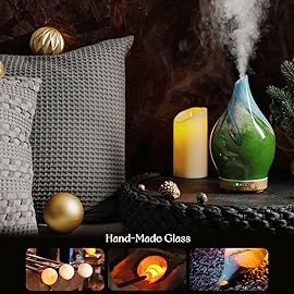 Porseme 150ml Essential Oil Diffuser Glass Color Changing Aroma Air Diffusers Aromatherapy Ultrasonic Cool Mist Humidifier 6 Running Hours Waterless Auto-Off for Sleeping Yoga Office Spa (Blue Grass)