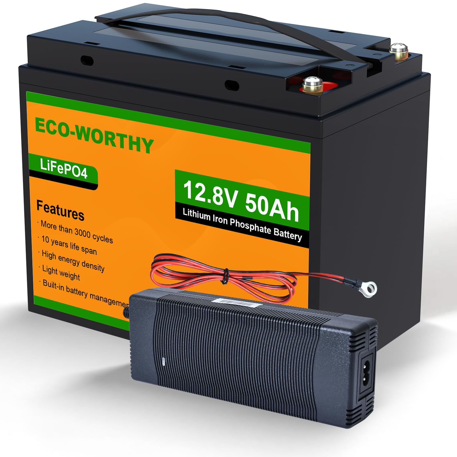 Amazon.com: ECO-WORTHY 12V 50Ah Rechargeable LiFePO4 Trolling Motor ...