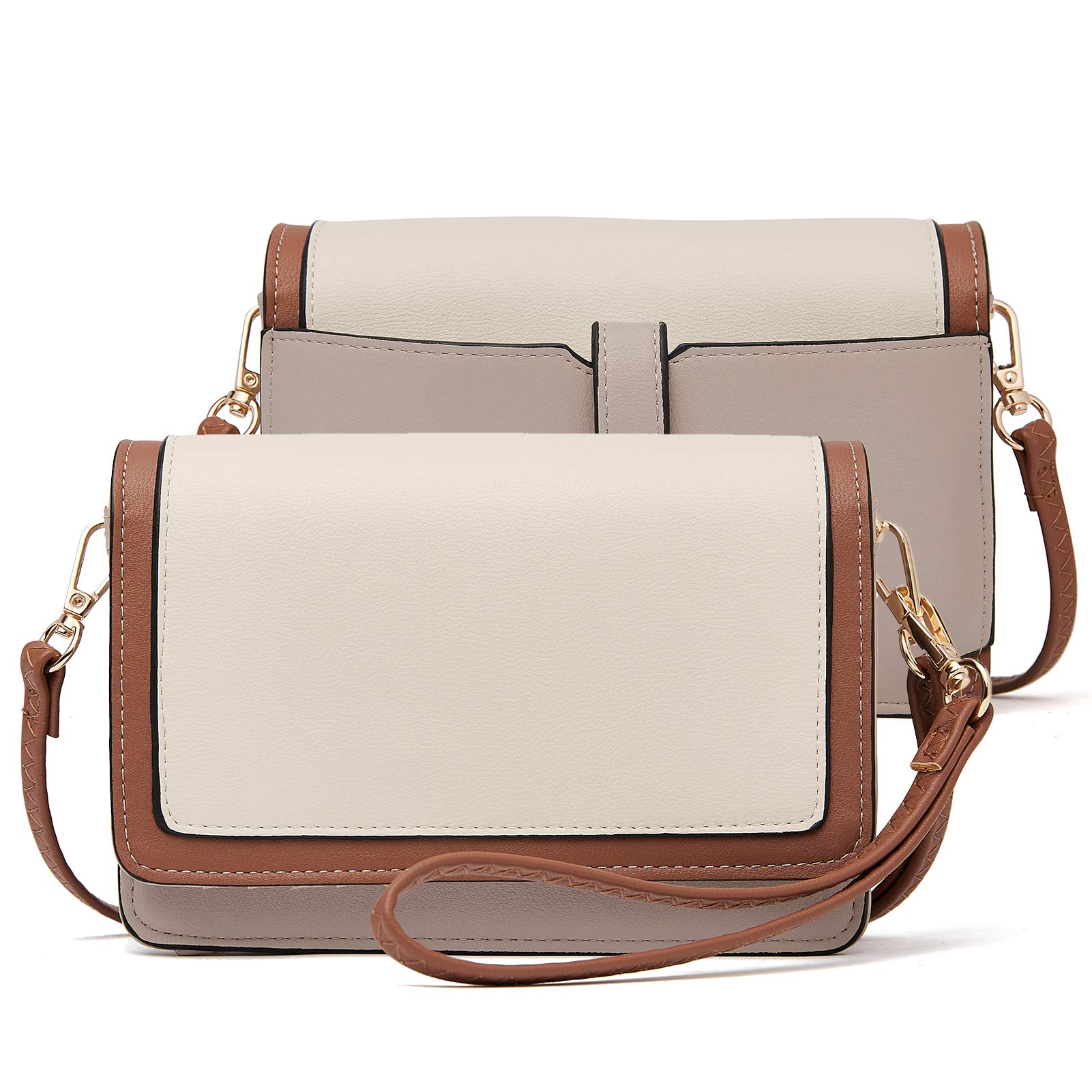 BROMENCrossbody Bags for Women Small Cell Phone Shoulder Bag Wristlet Wallet Clutch Purse, Grey Purple/Beige, Small, Crossbody Bag