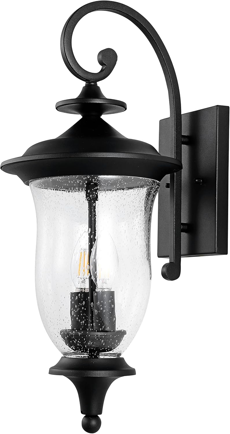 SAFAVIEH Lighting Collection Dowell Black 2-Light Outdoor Wall Sconce Set of 2