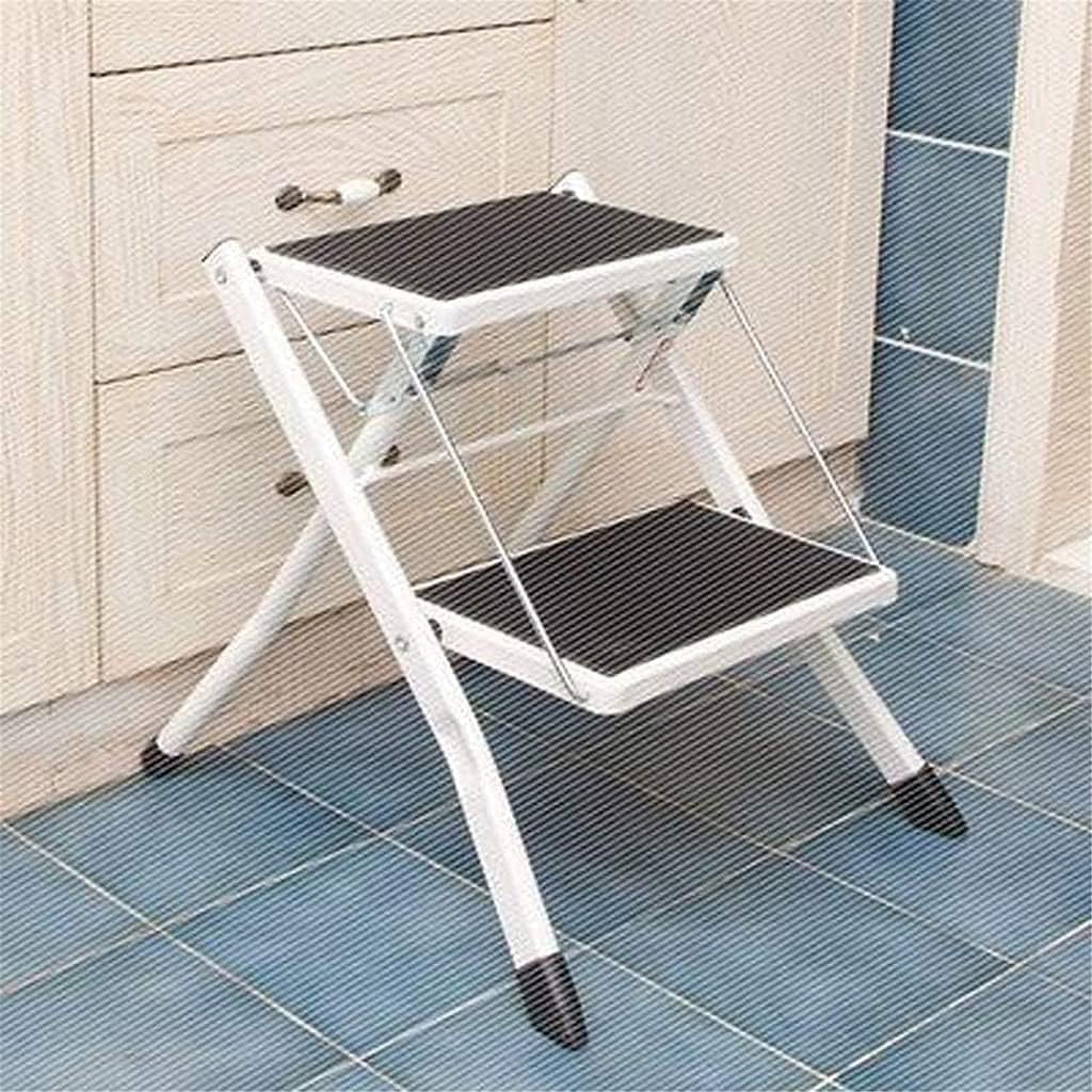 OKUOKA Indoor Climbing Stool,Portable Step Stool Step Stool Stepladders Lightweight Folding Step Ladder with Handgrip Anti-Slip Sturdy and Wide Pedal Steel Ladder Mini-Stool (B)