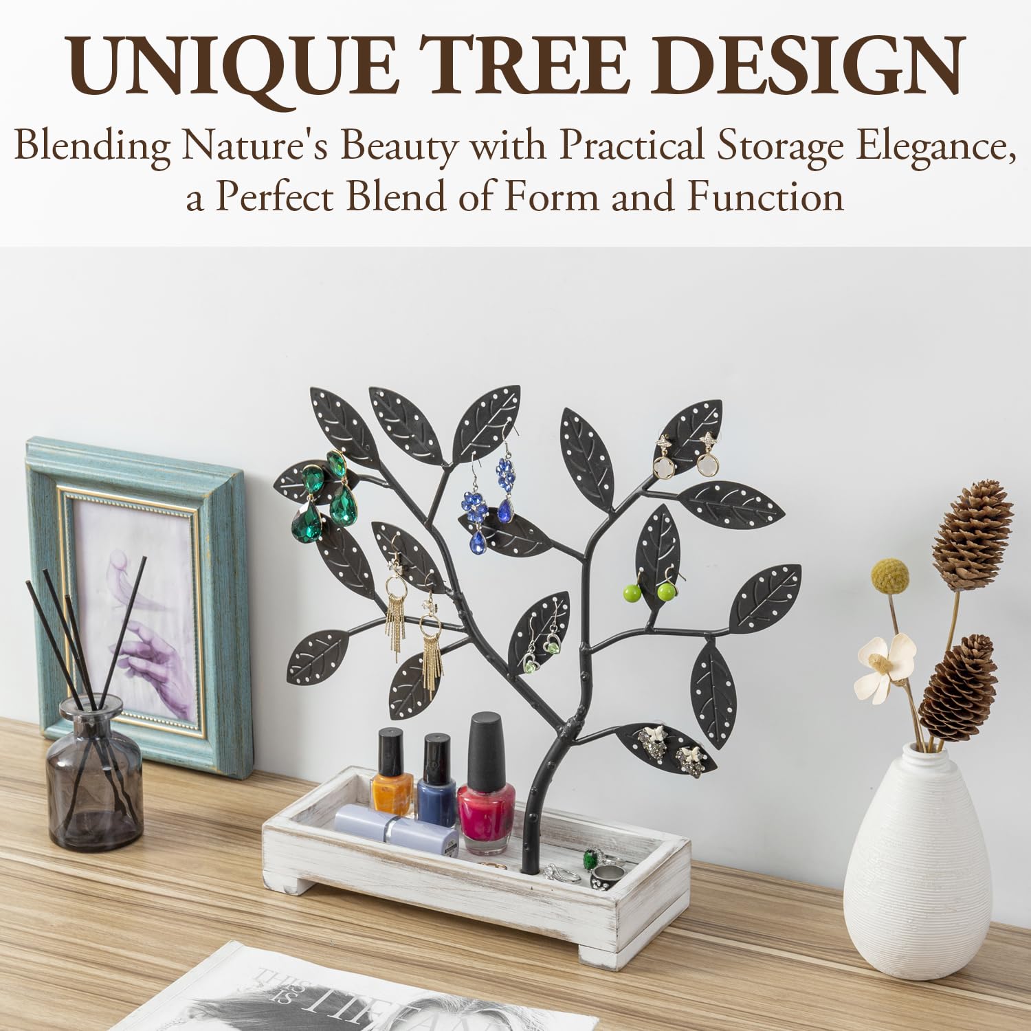 Porte Bijoux Arbre à Boucle D'oreille Original Tree  60 Paires  Noir