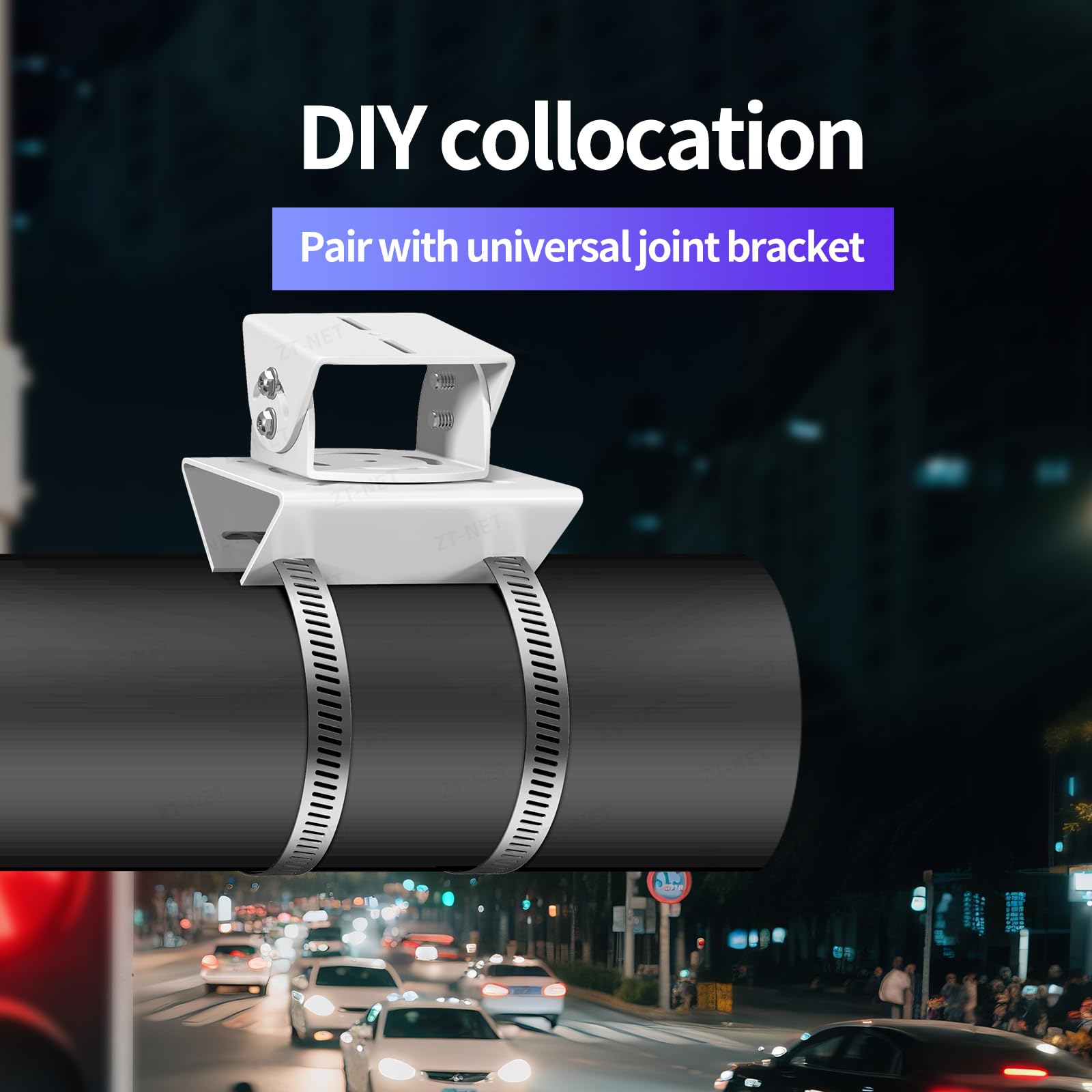 ZT-NET Universal Vertical Pole Mount for Security Camera Solid Metal Bracket with Loops - Image 4