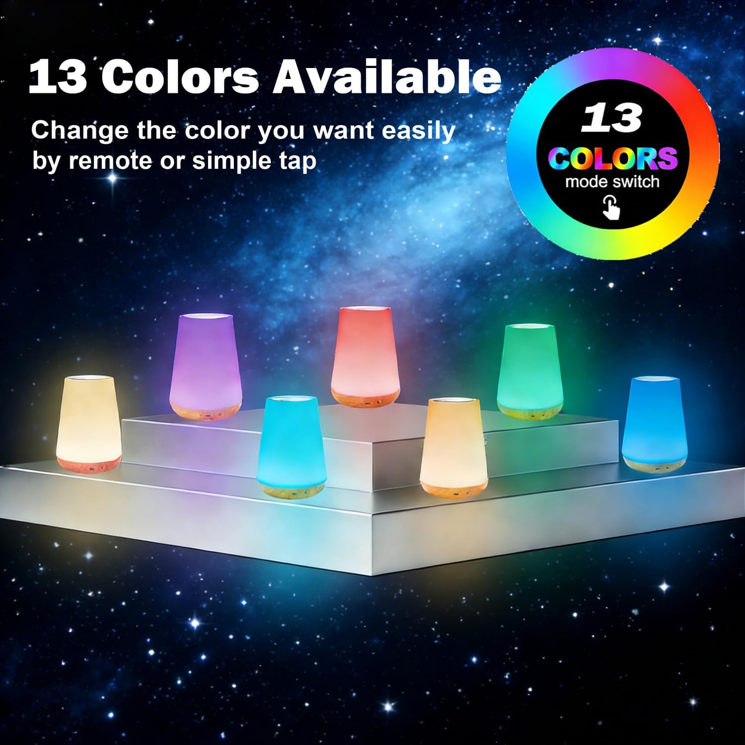 ROYFACC LED Night Light Touch Lamp Bedside Table Lamp for Kids Bedroom Rechargeable Dimmable with Remote Control Warm White Light RGB Color Changing
