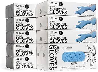 EMPIRE - Blue Nitrile Exam Gloves - Premium Grade - Non-Sterile - Powder Free - Single Use - Latex Free