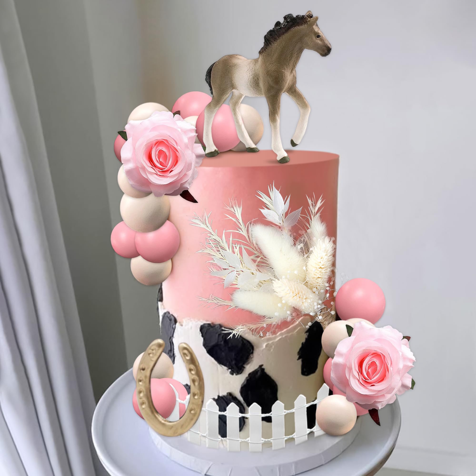 JeVenis Floral Horse Cake Topper Decorations Rodeo Western Themed Party Decorations for Horse Cowboy Cowgirl Baby Shower Birthday Wedding Party