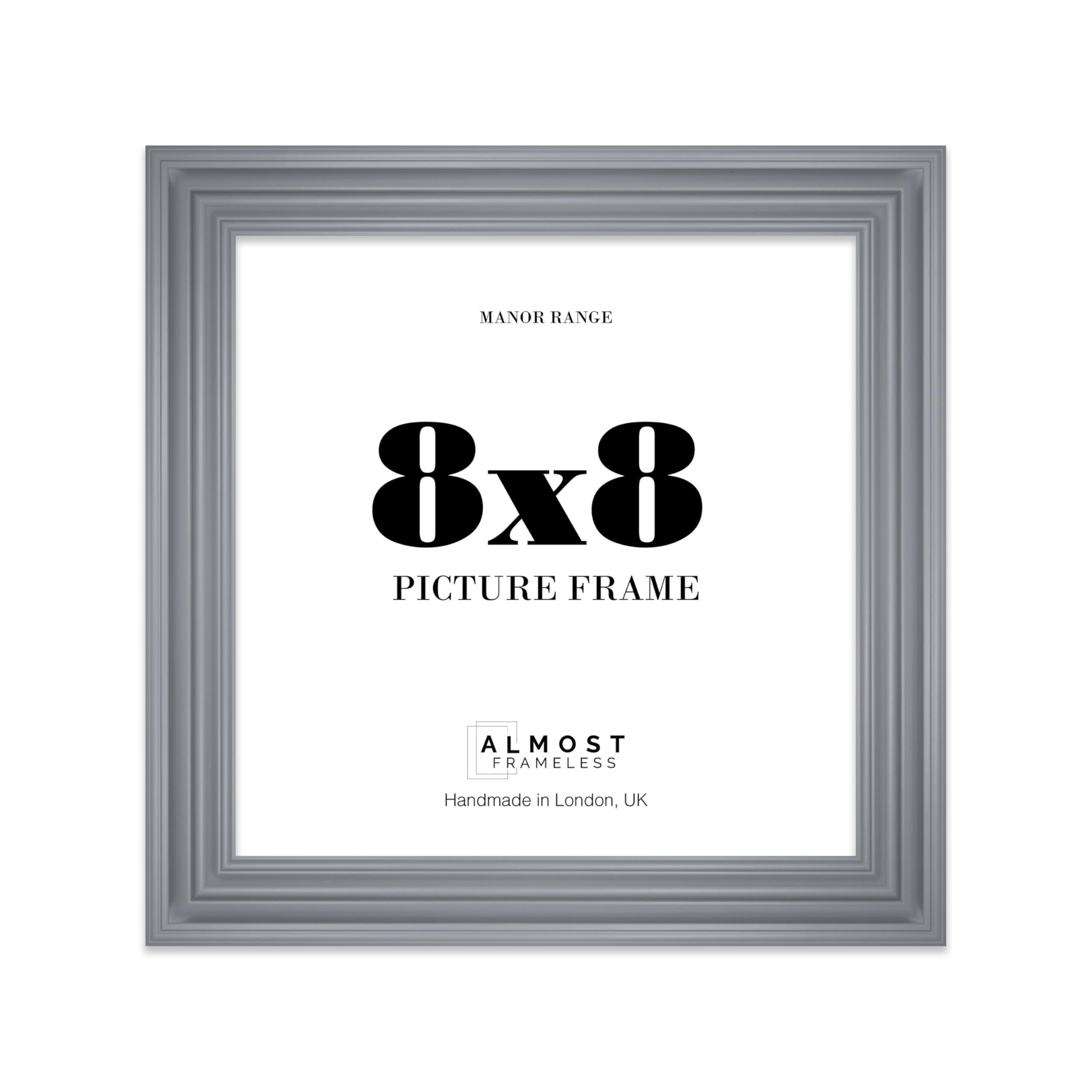 8x8 Picture Frame, Display 8x8 Pictures (20.3 x 20.3cm) - Scandi Grey Elegant 42mm Edge Room Decor - 1 Pack