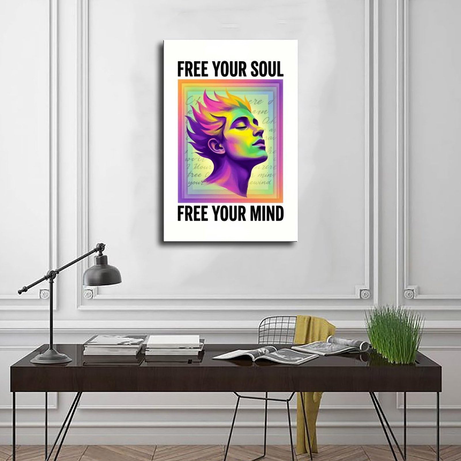 AYINUER Buntes abstraktes Portrait-Leinwand-Poster, Wandkunst, Dekordruck, Gemälde für Wohnzimmer, Schlafzimmer, Dekoration, ungerahmt, Druck-Stil, 61 x 91,4 cm (L x B)