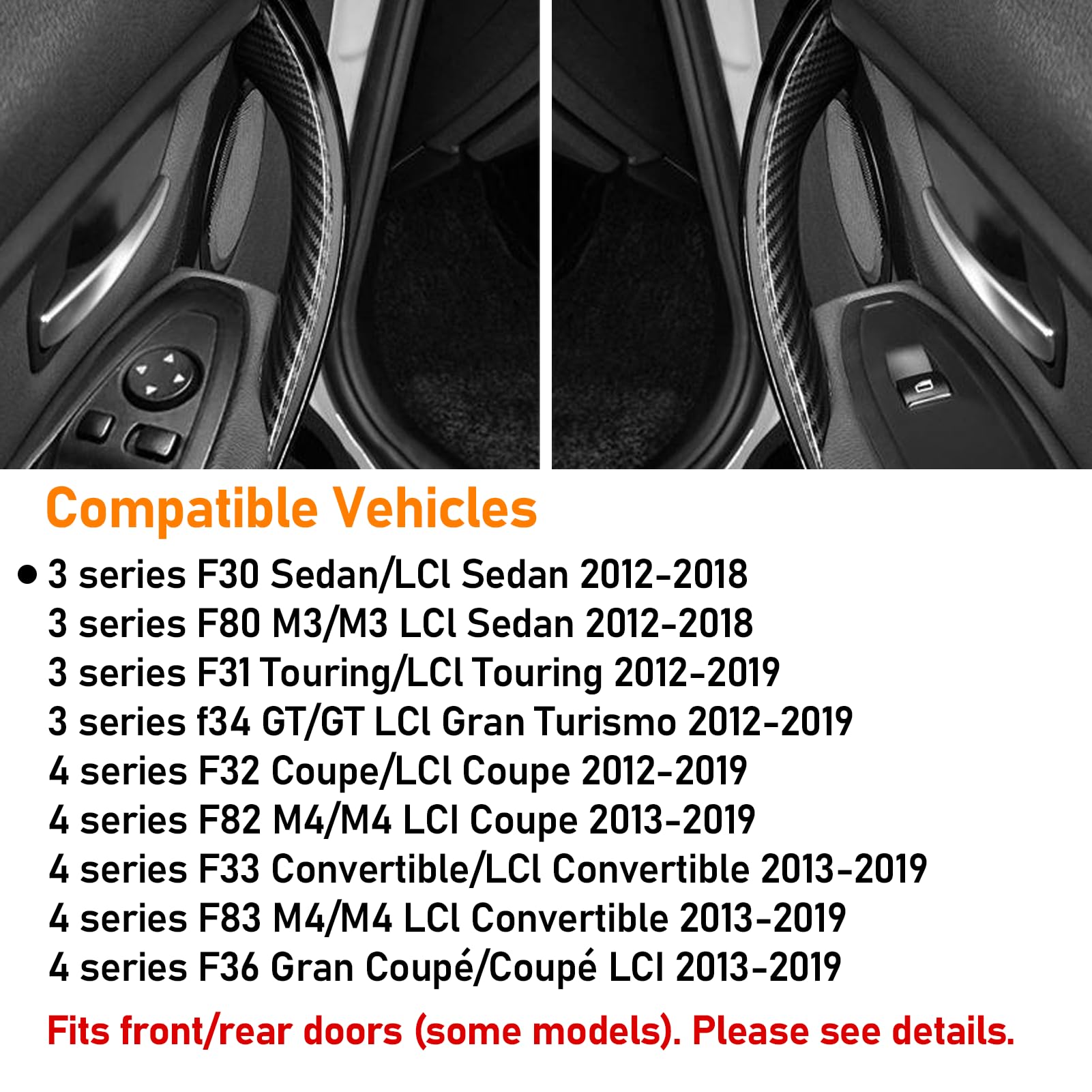 TTCR-II 2PCS Compatibile con Maniglia Porta BMW Serie 3 F30 F31 F34 F80 320i,328i,330i,335i (2012-2018), Serie 4 F32 F33 F36 F83 428i,435i,M4(2014-2017) Maniglie Interna Sinistra+Destra-Fibra Carbonio