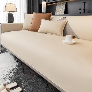 Sofa Covers L/U Shaped Corner Non-Slip Sofa Slipcovers 1 2 3 4 seater waterproof Couch Cover For Leather/Wooden/Fabric Sofas Cat Dog Anti-Scratch Blanket, Faux leatherPillowcase30X50cm,Khaki