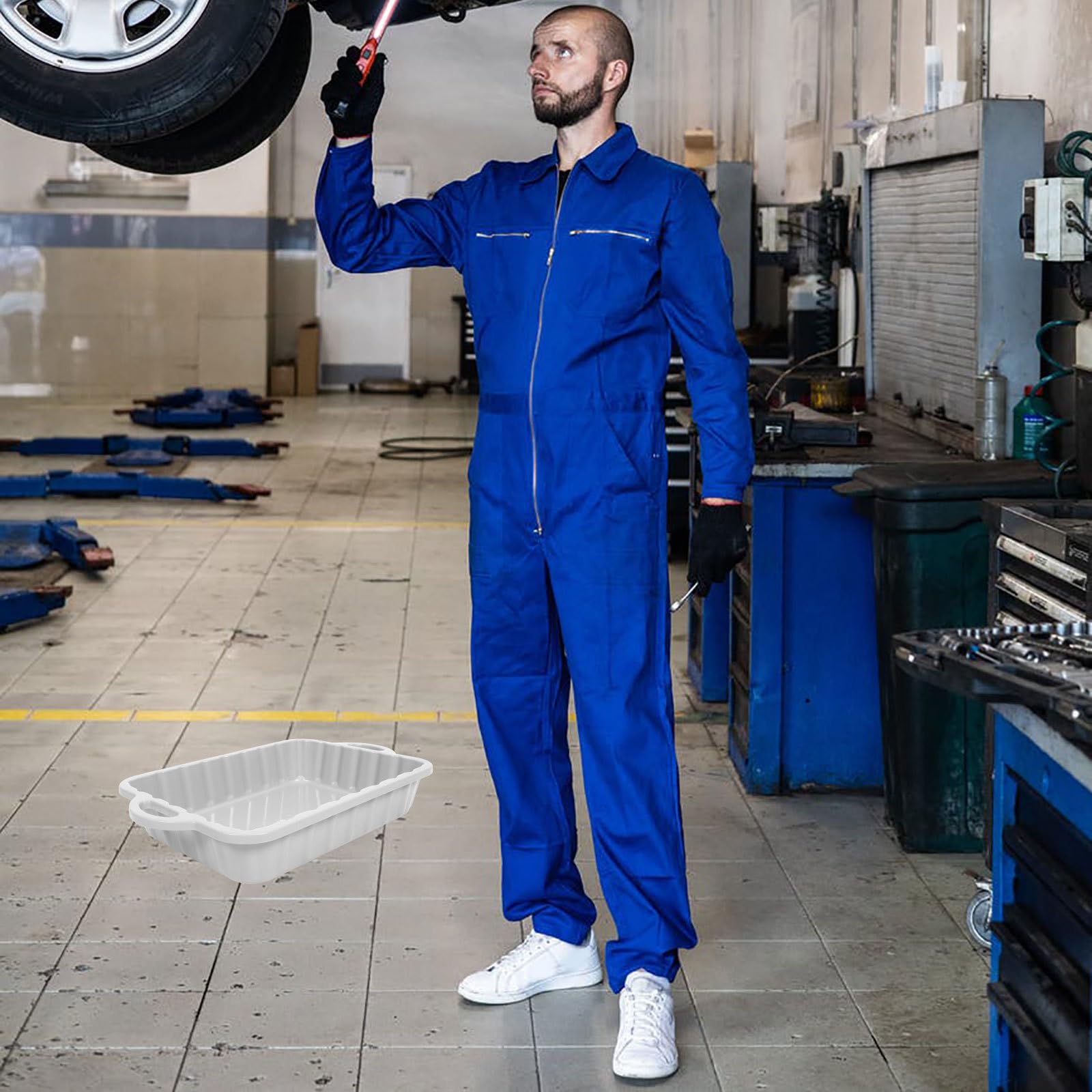CALLARON Bac De Vidange Huile Moteur 23.4L Plateau Collecteur D'Huile Plastique Épaissi Antidébordement Outil Entretien Auto pour Changement Et Nettoyage