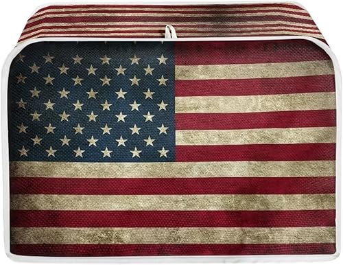 Mumeson Cubierta para tostadora con estampado de bandera estadounidense, tostadora de 4 rebanadas, para hacer pan, cubiertas a prueba de polvo,