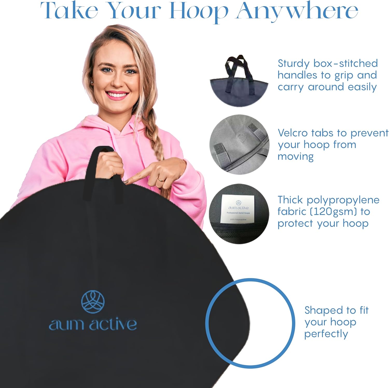 Aerial Hoop 90cm/95cm Single Point Lyra Hoop Set, Includes Storage Bag, Carabiners, Swivel, Strop, and Tape for Beginners, Home Practice, and Circus Ring