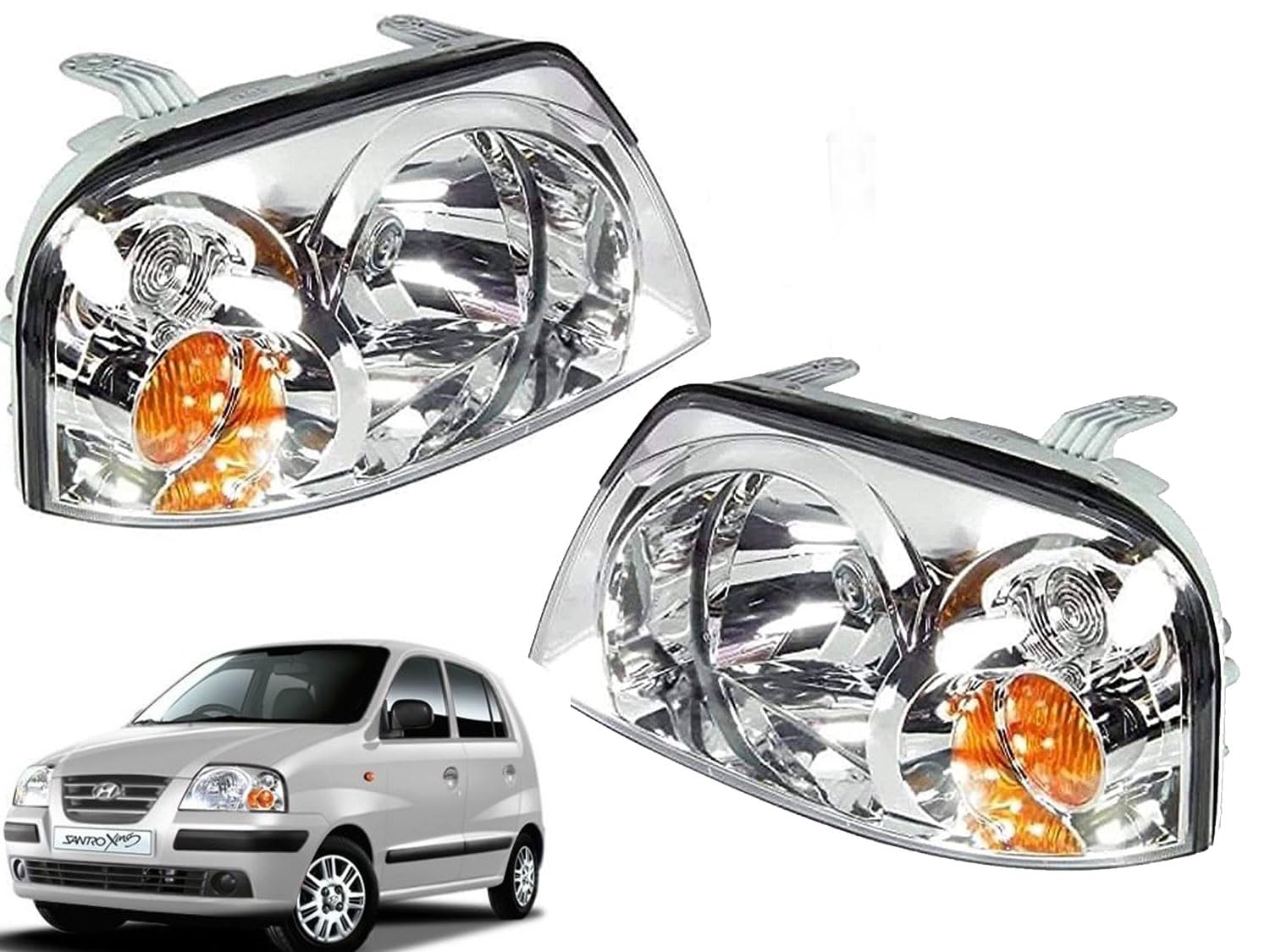 Auto Pearl Headlight Assembly Compatible with Santro Xing (2008-2014) (Left & Right Side)