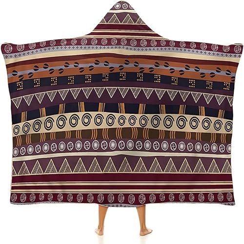 Miniatura 7 de Manta cálida, decoración tribal para mujeres y hombres, manta con capucha, patrón de tribu secreta azteca india tribal americana, suave, cálida y