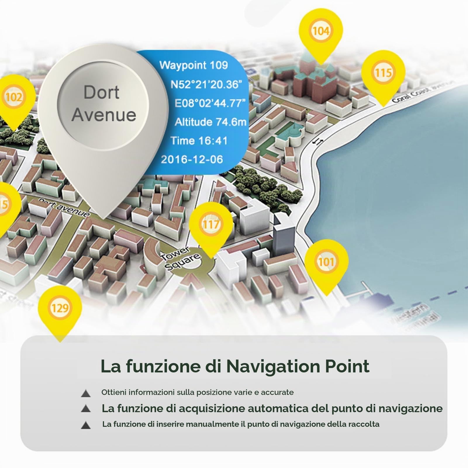 Misuratore di superficie GPS, Schermo 2,4 pollici Misuratore terrestre portatile Strumento di misurazione del rilievo terrestre con chip GNSS, Supporta 2 modalità di misurazione