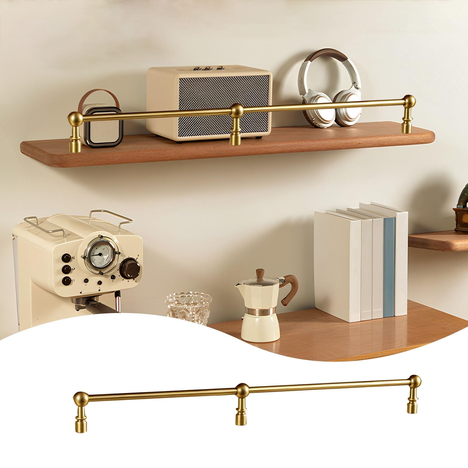 Massives Messinggeländer für schwebende Regale, 13 Stück, verstellbar, 2,235,2 cm, Anti-Stange, Schrank, Galeriestütze, Hängeregal, Zaun-Set (1 Stück, 102 cm/40)