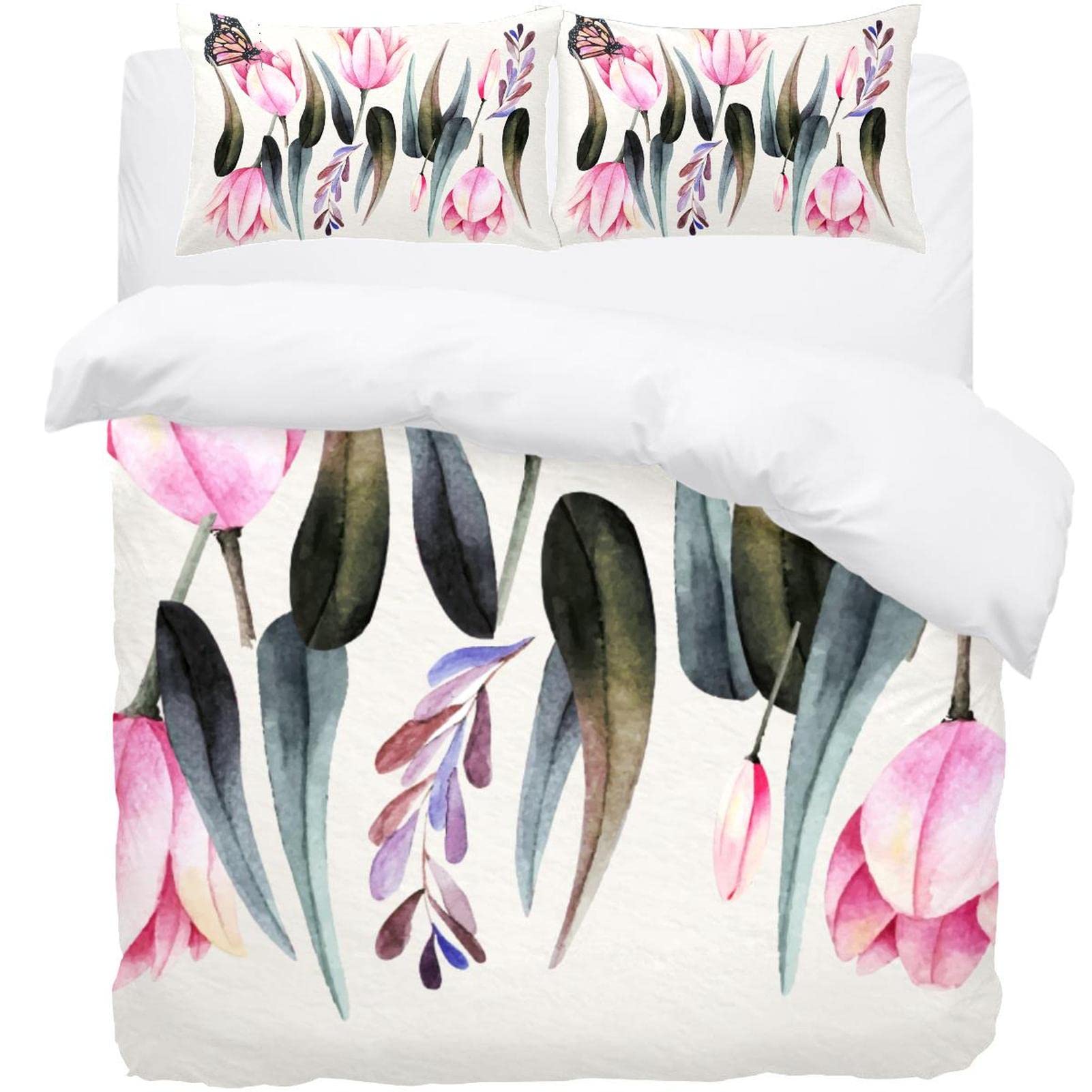 Housse de couette aquarelle papillon anti-plis pour lit double : finis les lits ternes et froissés