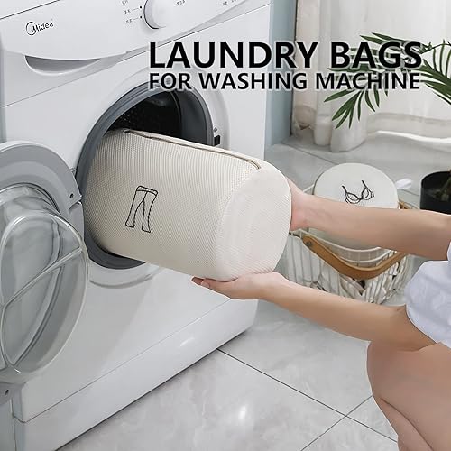 Miniatura 2 de CHYUANX Paquete de 6 bolsas de malla para ropa delicada, bolsas de lencería gruesas para lavandería con cremallera de alta calidad, bolsas de