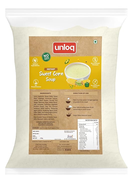 Instant Jain Sweet Corn Soup Powder 400gm |Natural & Healthy Soup| High Protein & High Fiber| Low calorie & Weight Loss| Immunity booster| No Onion Garlic| Dry Soup Mix
