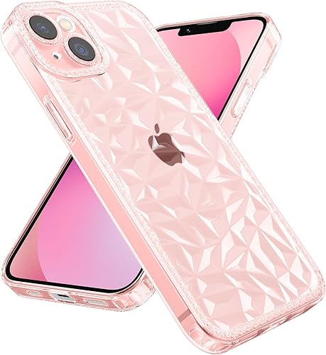 ZTOFERA Diseñada para iPhone 13 de 6.1 pulgadas, funda transparente brillante para mujeres y niñas, bonita funda protectora de silicona TPU suave